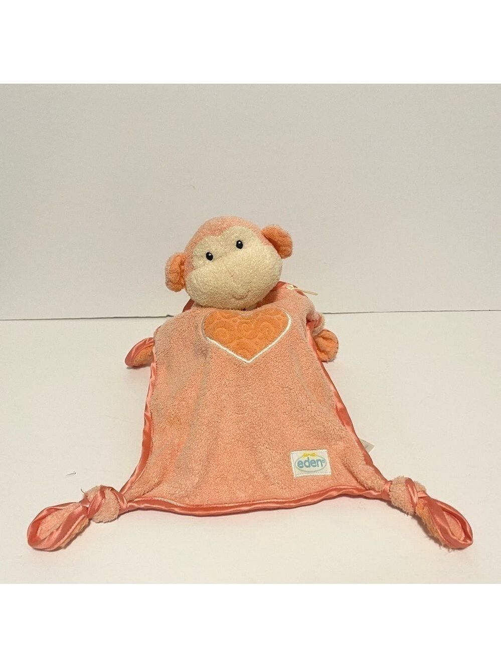 Eden Orange Peach Monkey Lovey Rattle Security Blanket SHERBERTS Baby Knots 2003